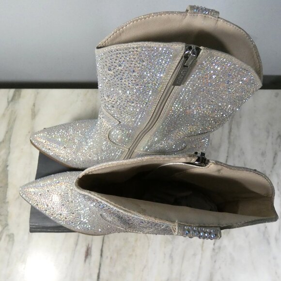 SPARKLING Western Rhinestone Cowboy Boots Block Heel Pointed Toe 10.5 - Picture 15 of 16
